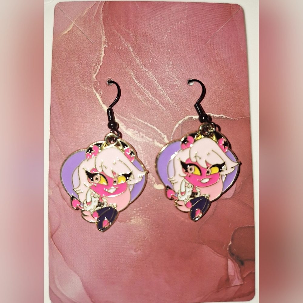 Helluva Boss Earrings Handmade Hypoallergenic‎ Heart Shape Dangle Verosika